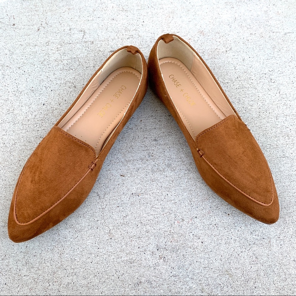 Vegan Suede Camel Brown Flats - Picture 6 of 8